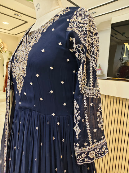 Navy Blue Georgette Anarkali