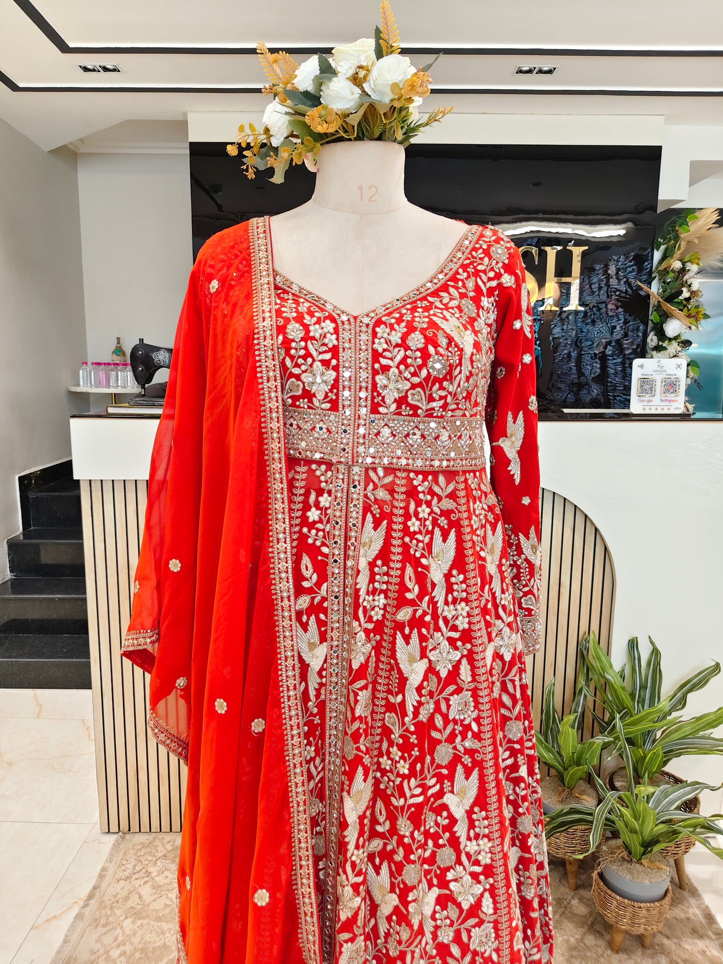 Orange Georgette Skirt Set