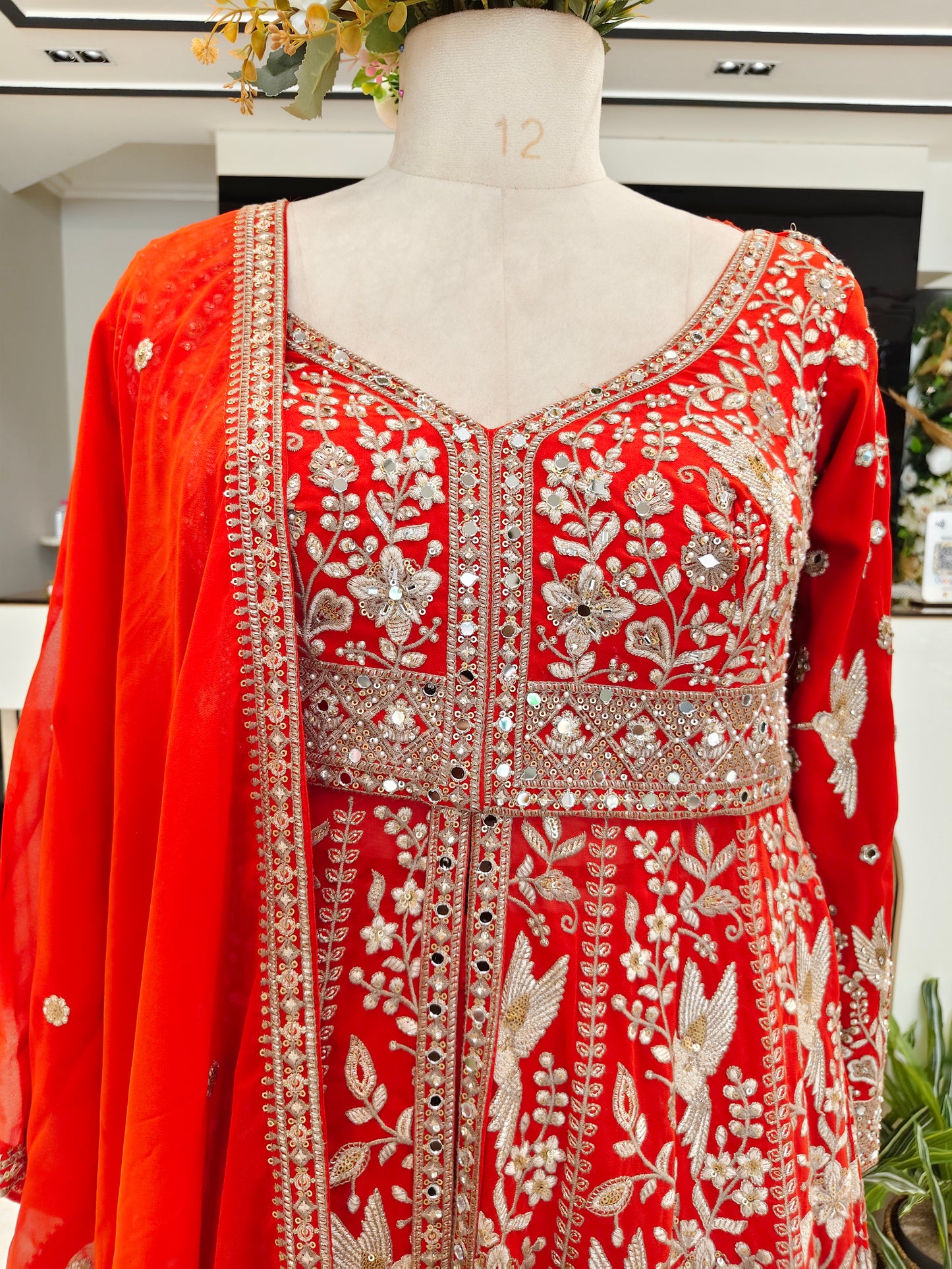 Orange Georgette Skirt Set