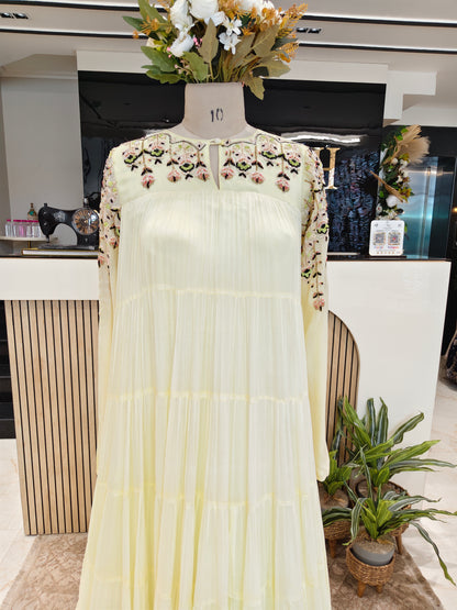 Lemon Handwork Chiffon Anarkali