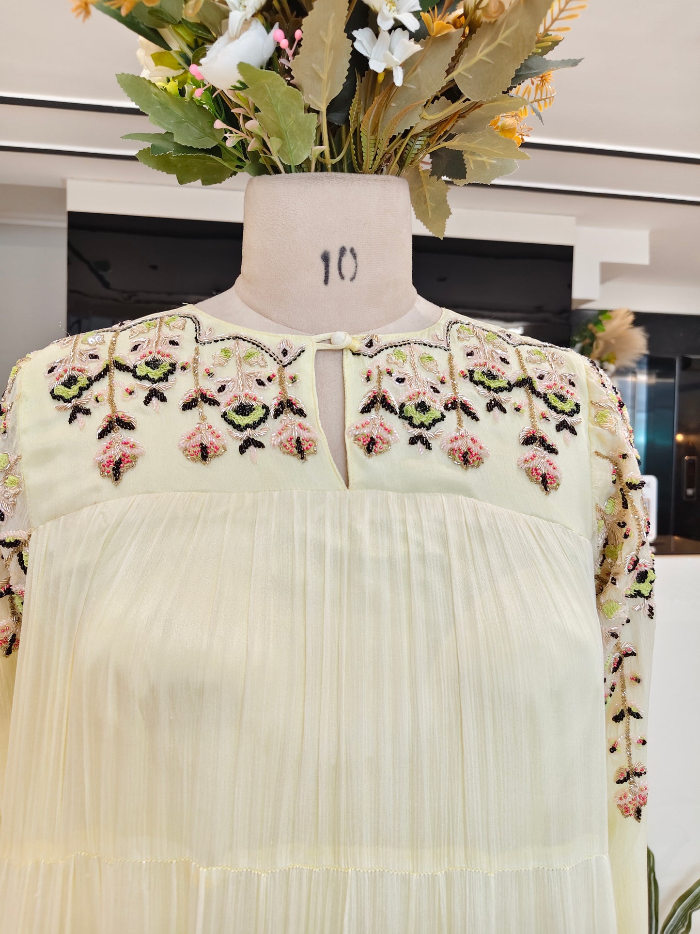 Lemon Handwork Chiffon Anarkali