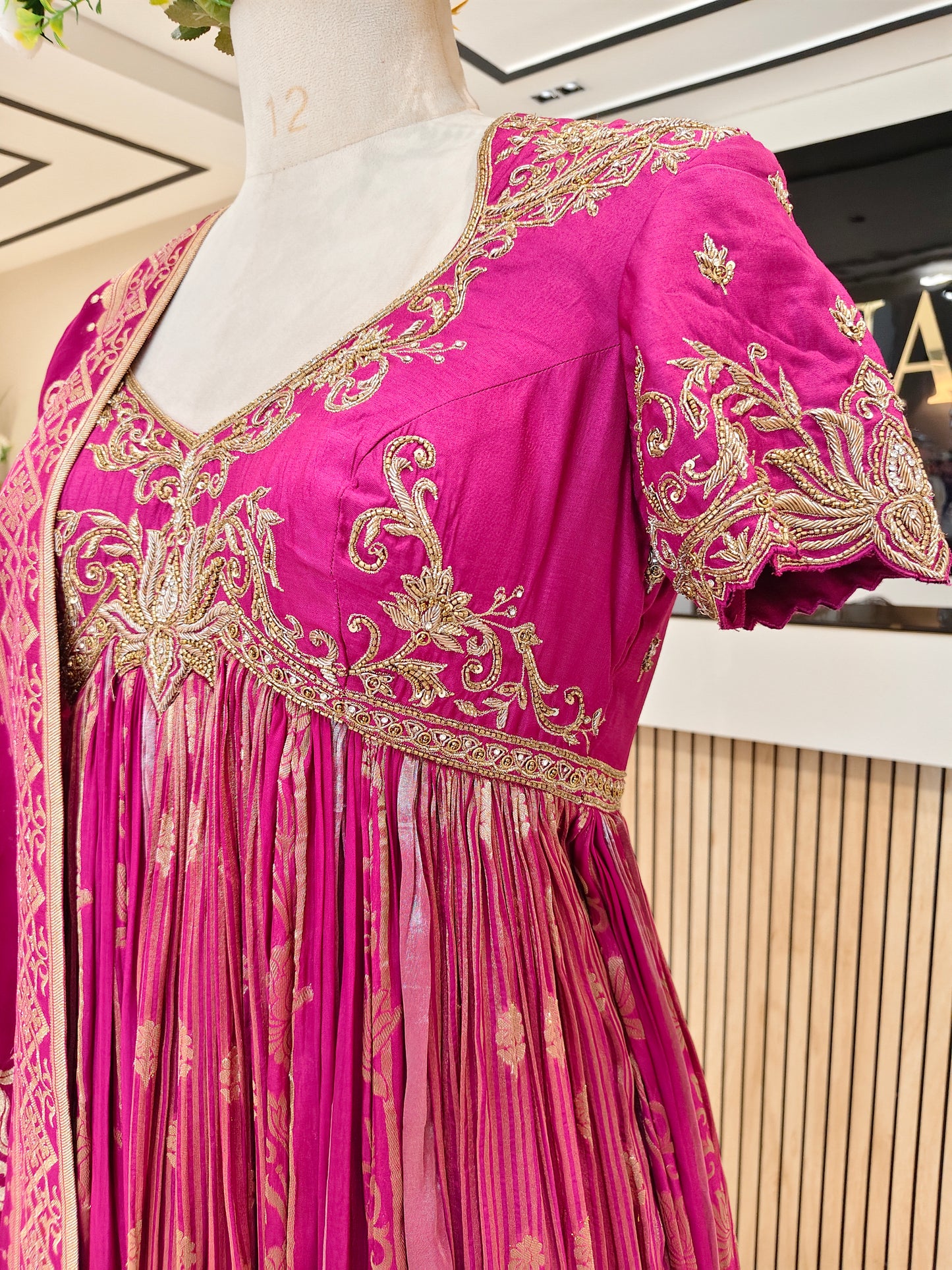 Wine Silk Handwork Anarkali