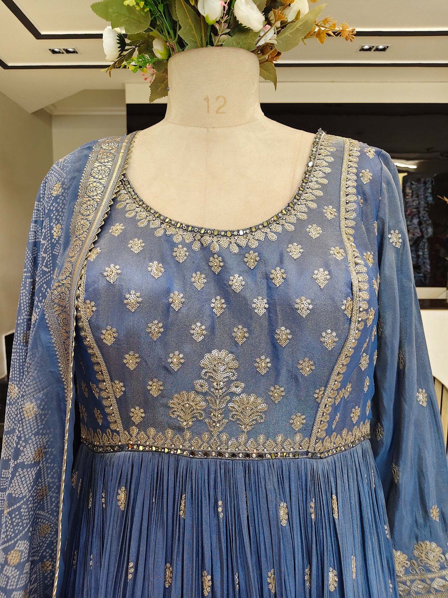 Blue Tissue Anarkali