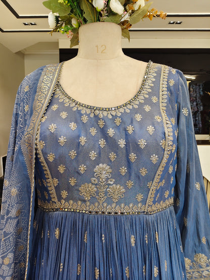 Blue Tissue Anarkali