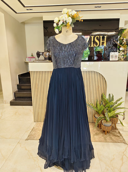 Navy Blue Handwork Anarkali