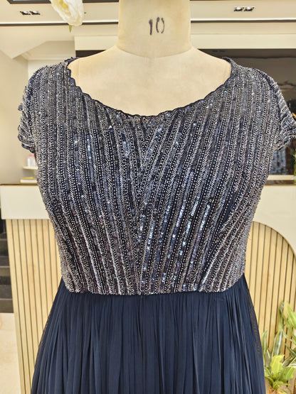 Navy Blue Handwork Anarkali