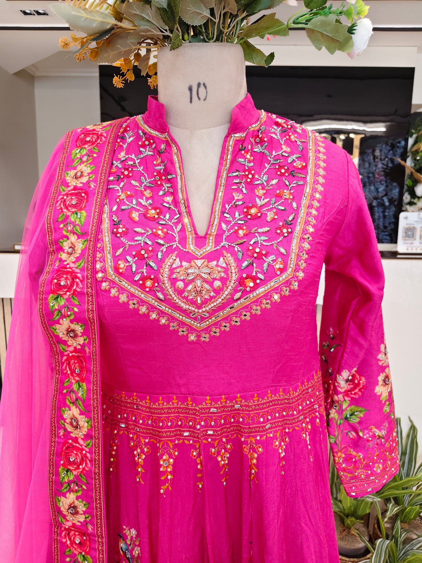 Rani Pink Floral Anarkali
