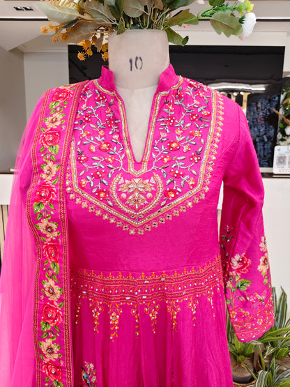 Rani Pink Floral Anarkali