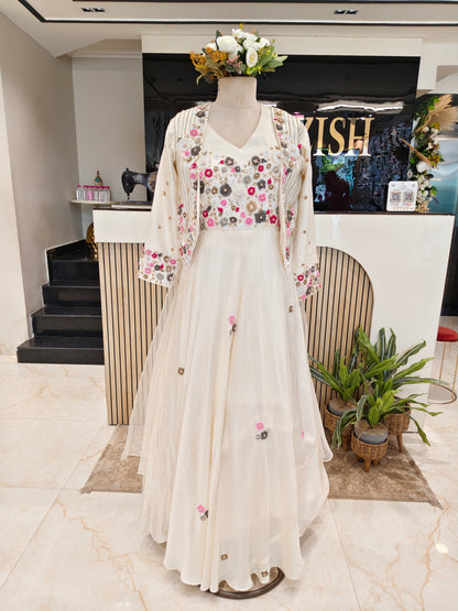 Off White Blazer Style Anarkali