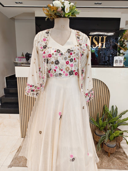 Off White Blazer Style Anarkali
