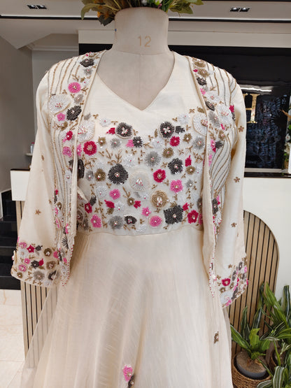 Off White Blazer Style Anarkali