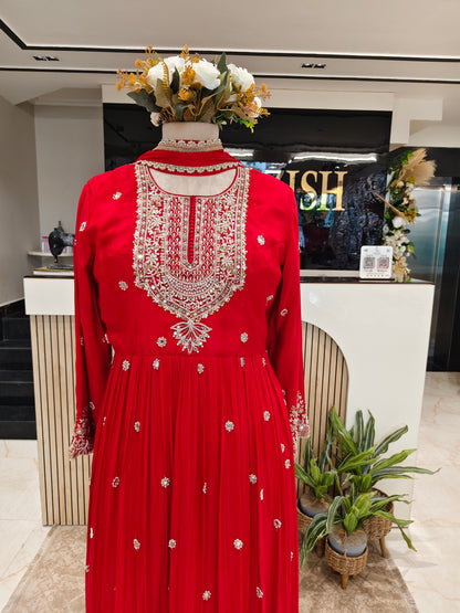 Red Mirror Work Palazzo Set