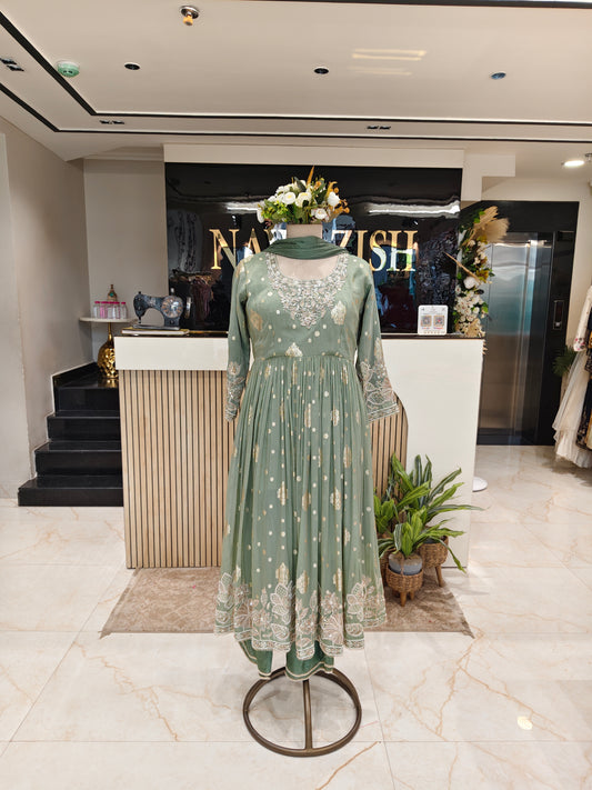 Sea Green Tissue Palazzo Set