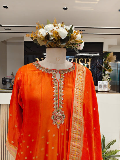 Orange Tissue Palazzo Set