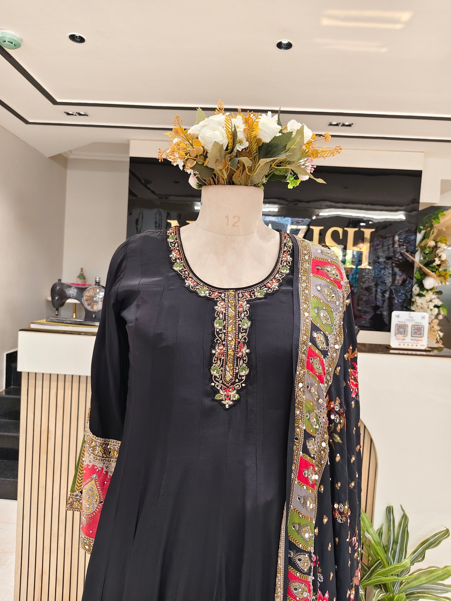 Black Palazzo Anarkali Set