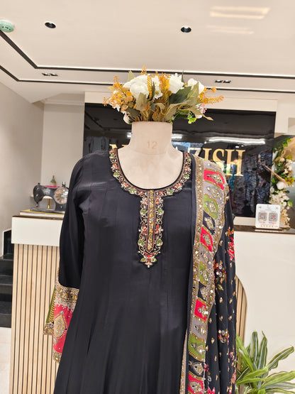 Black Palazzo Anarkali Set