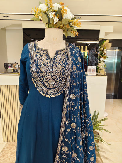 Blue Garara Anarkali Set