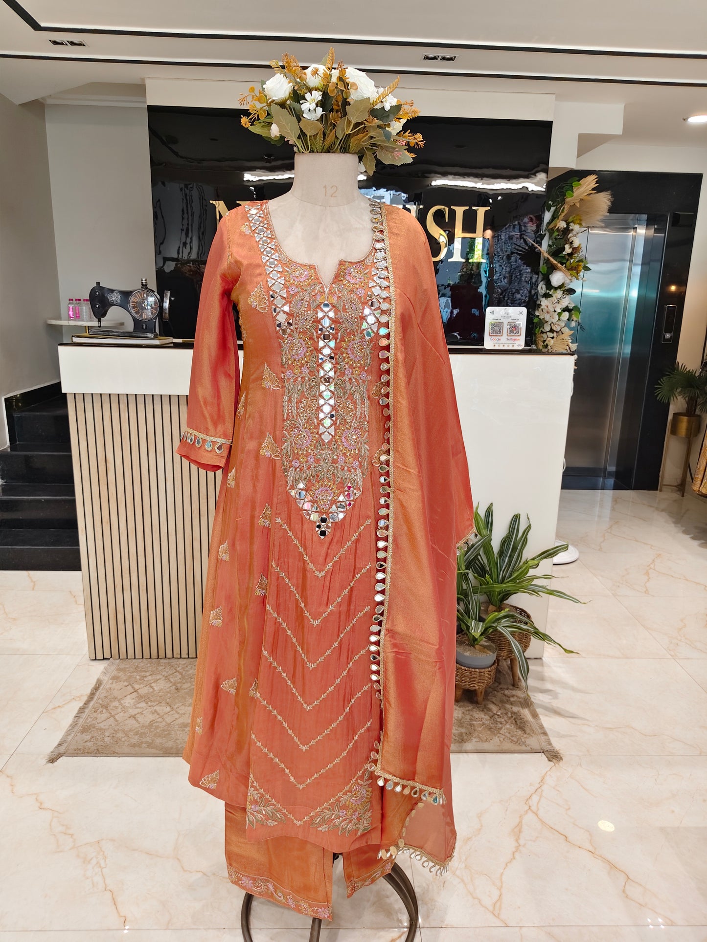 Orange Tissue Palazzo Set