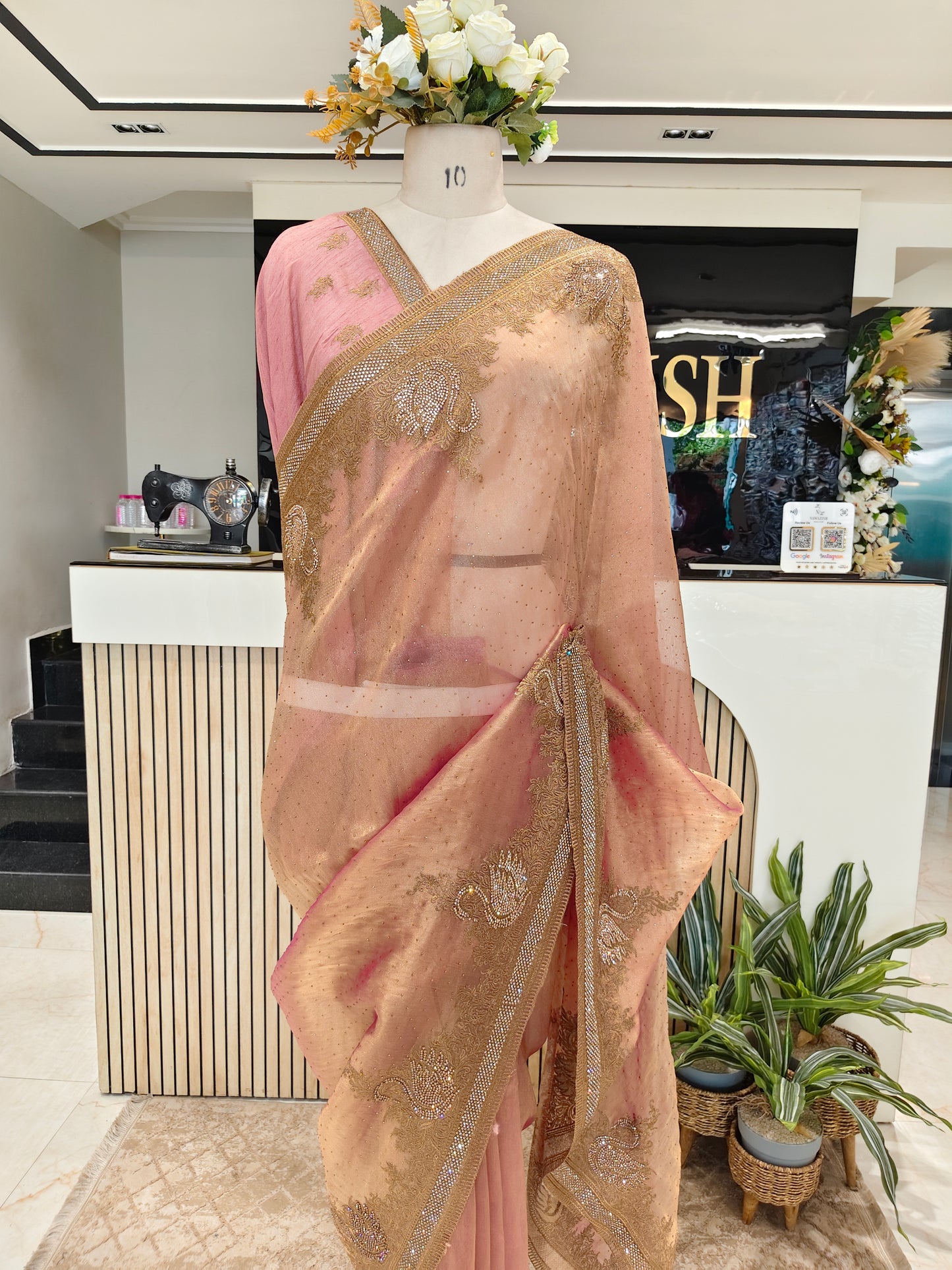 Baby Pink Tissue Saree