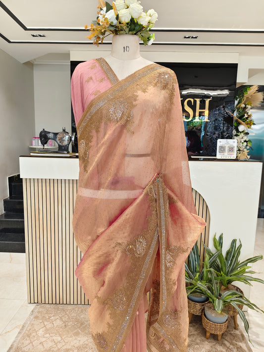 Baby Pink Tissue Saree