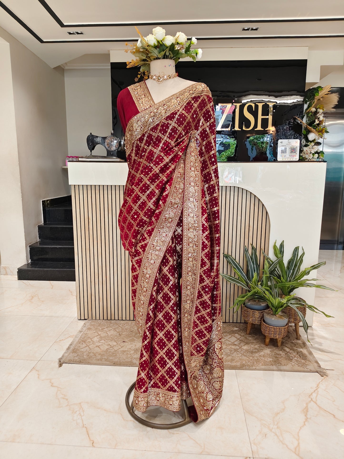 Maroon Handwork Saree