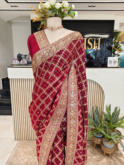 Maroon Handwork Saree