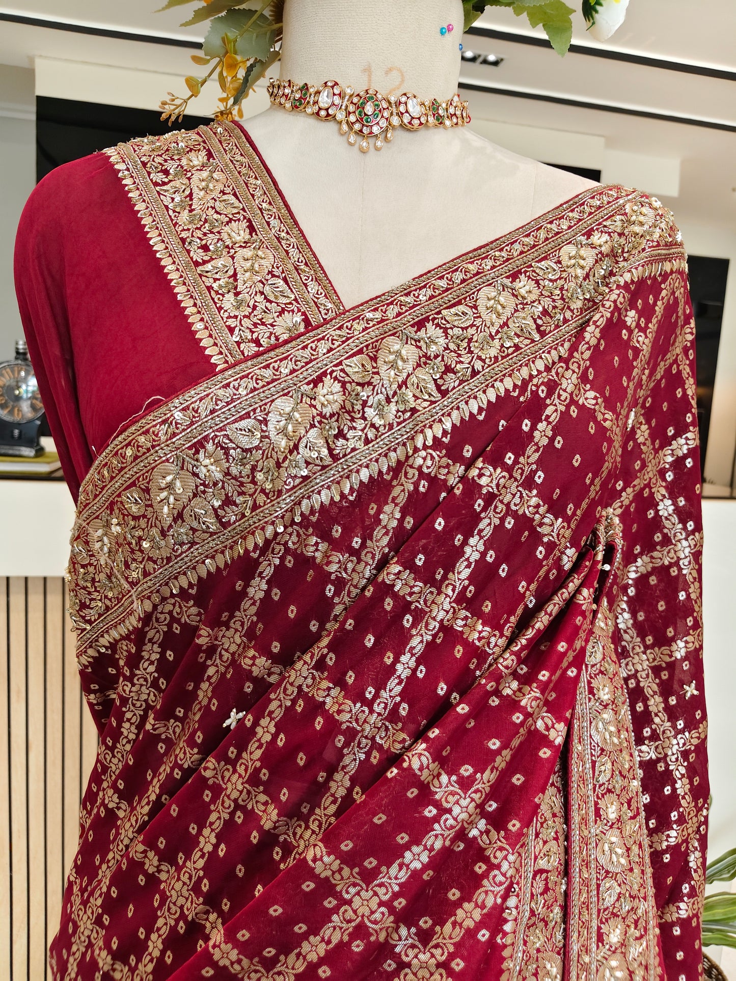 Maroon Handwork Saree