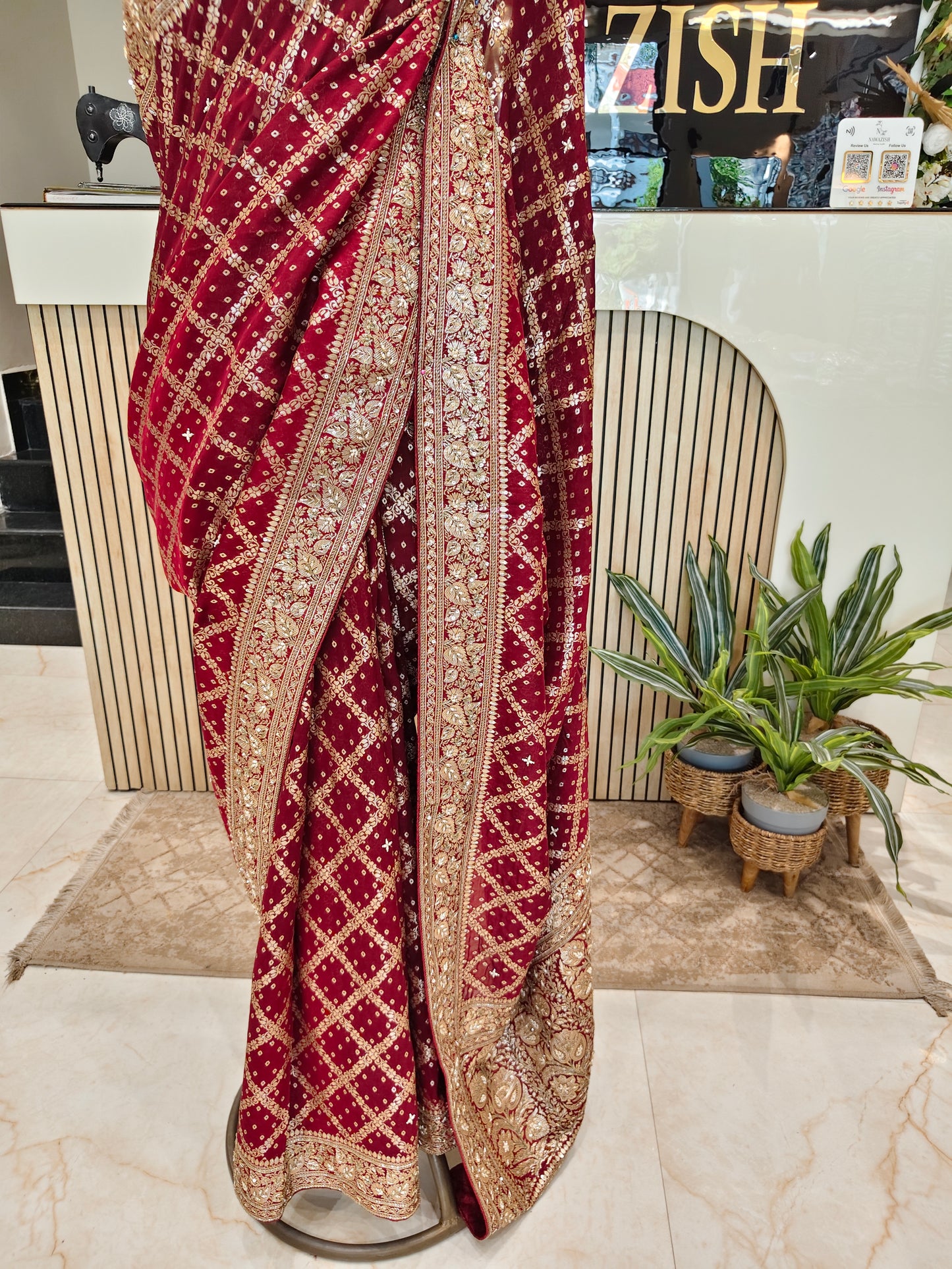 Maroon Handwork Saree