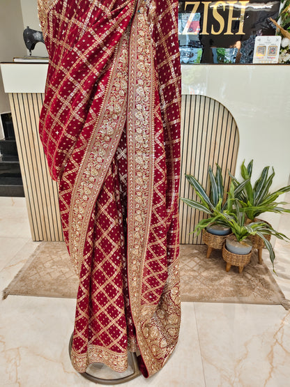 Maroon Handwork Saree