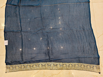 Blue Handwork Georgette Saree