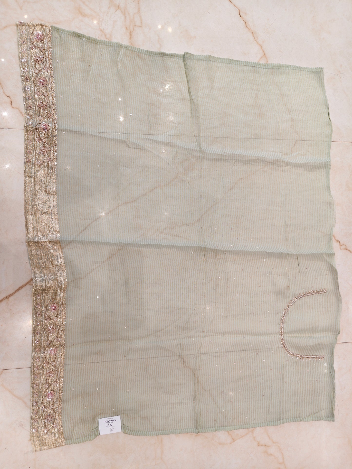 Pista Green Handwork Saree