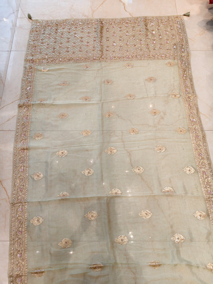 Pista Green Handwork Saree