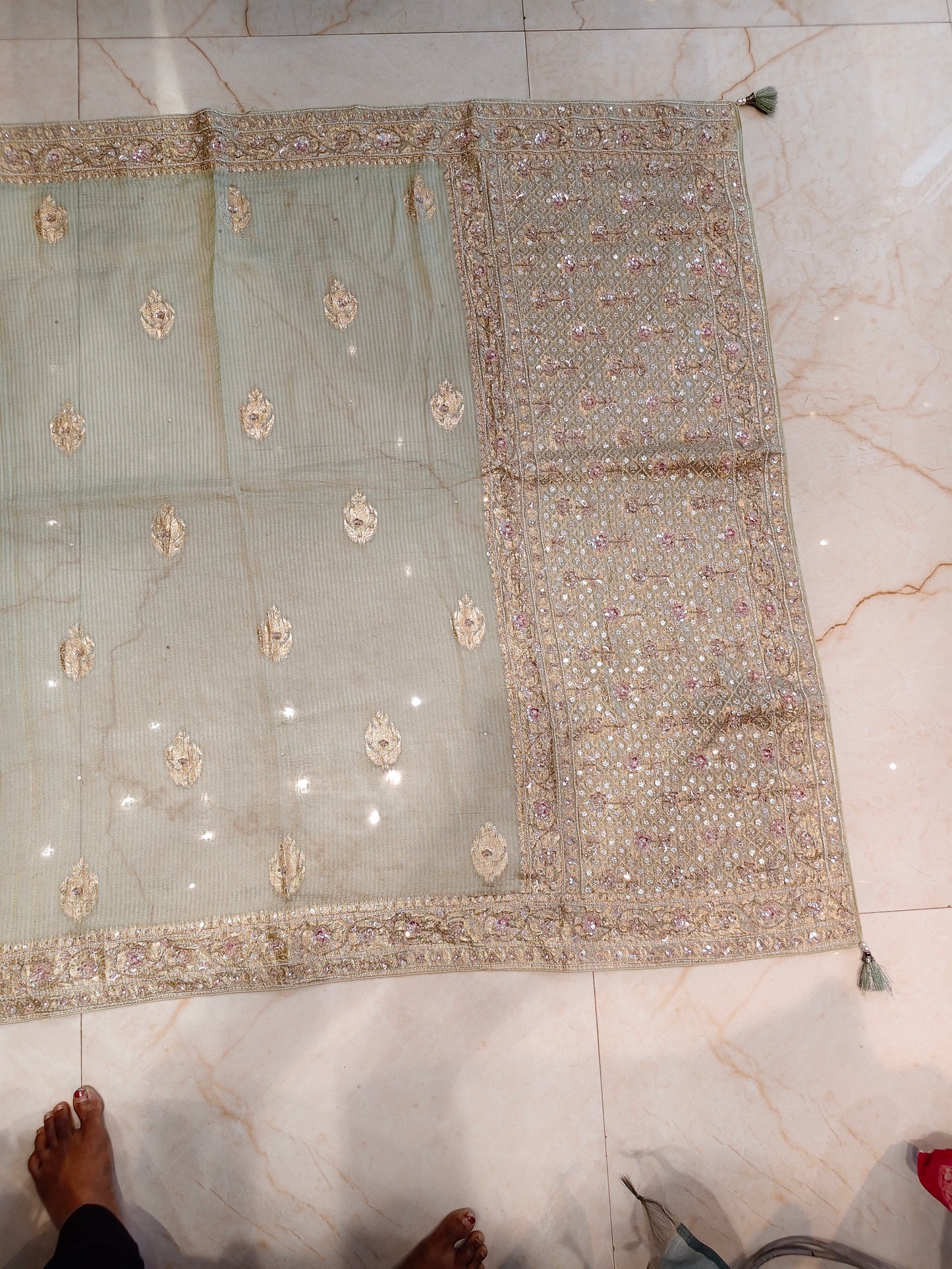 Pista Green Handwork Saree
