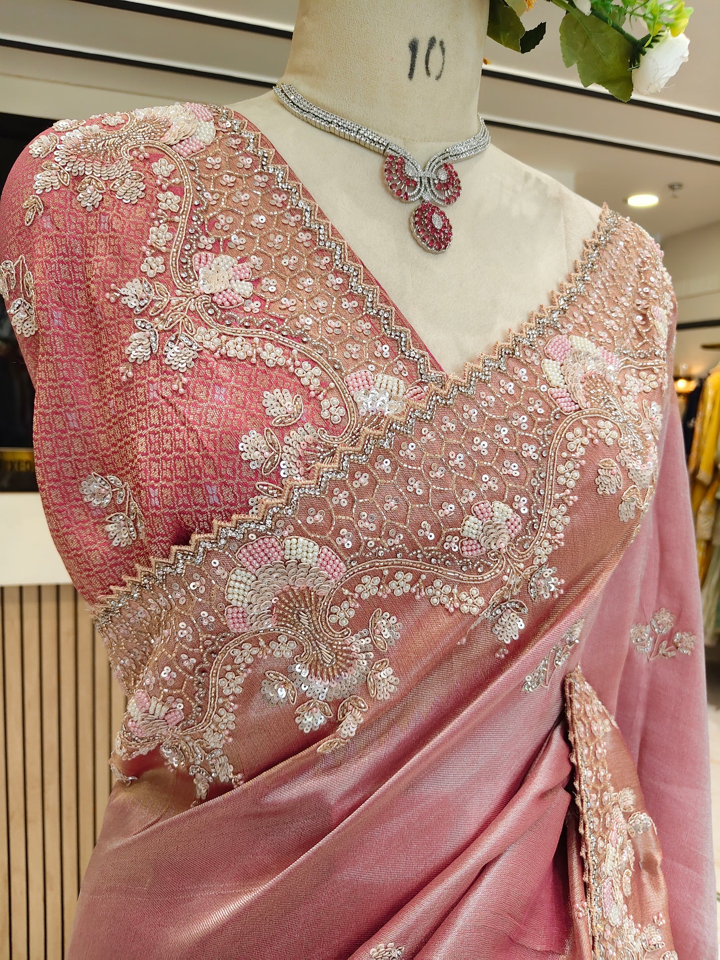 Onion Pink Handwork Saree