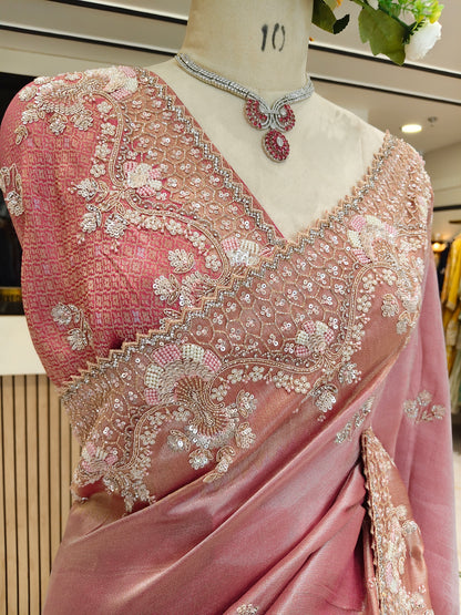 Onion Pink Handwork Saree