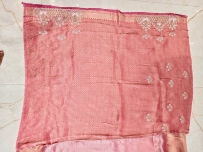 Onion Pink Handwork Saree