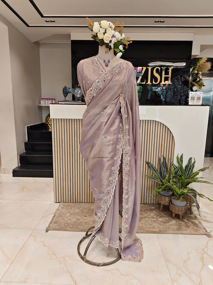 Lavender Handwork Tissue Saree