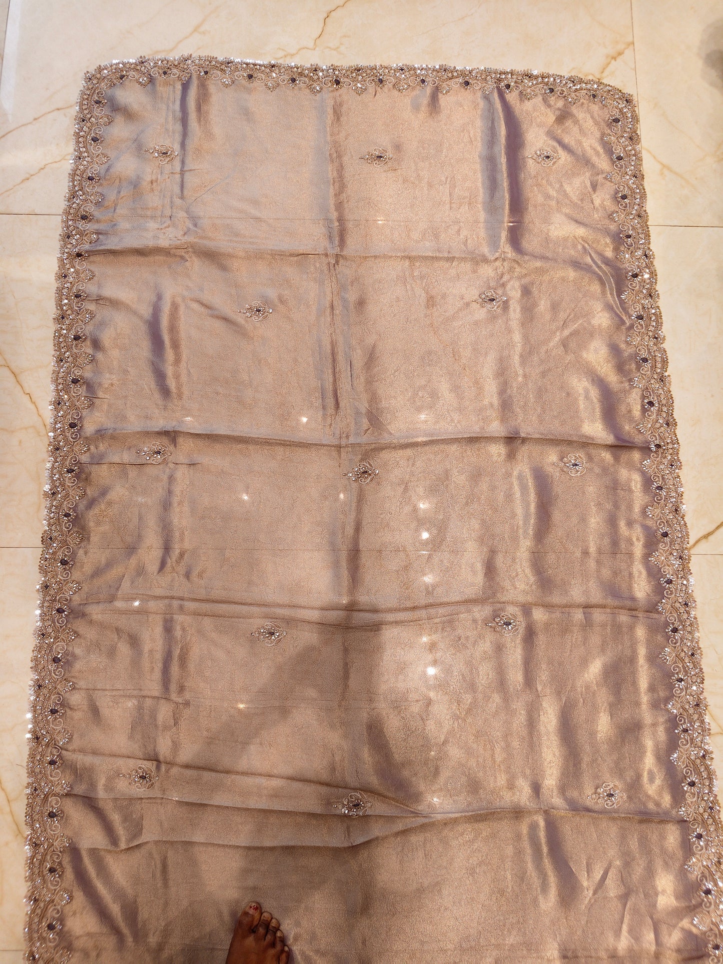 Lavender Handwork Tissue Saree