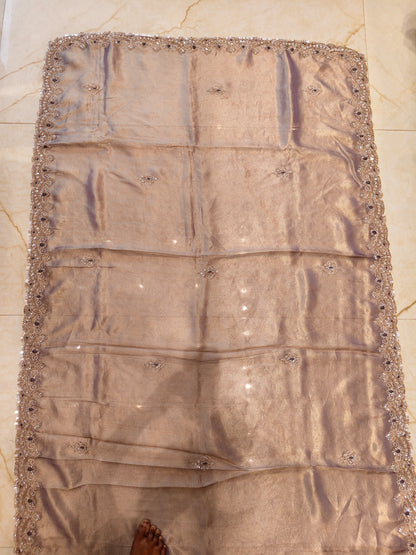 Lavender Handwork Tissue Saree