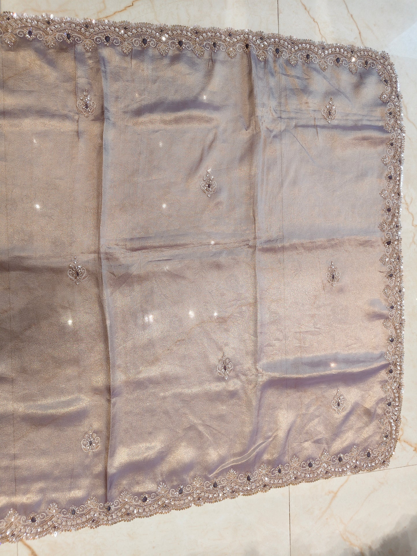 Lavender Handwork Tissue Saree