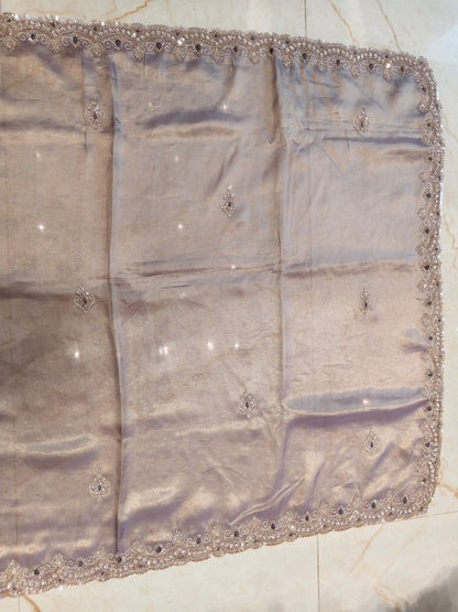 Lavender Handwork Tissue Saree