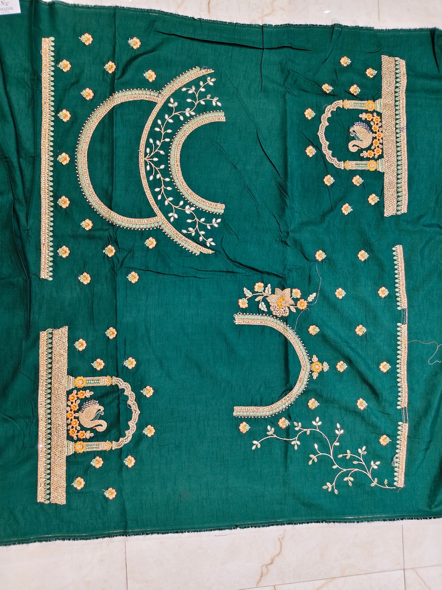 Red & Bottle Green Saree