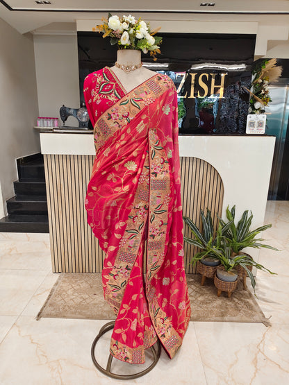 Rani Pink Motif Saree