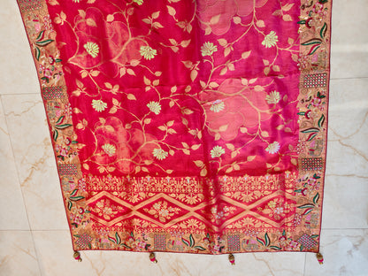 Rani Pink Motif Saree