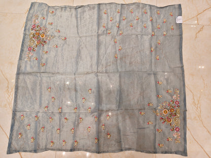 Grey Handwork Tissue Saree
