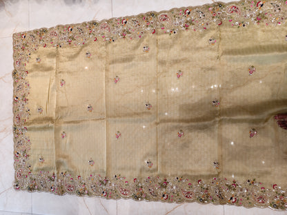 Pista & Bottle Green Saree