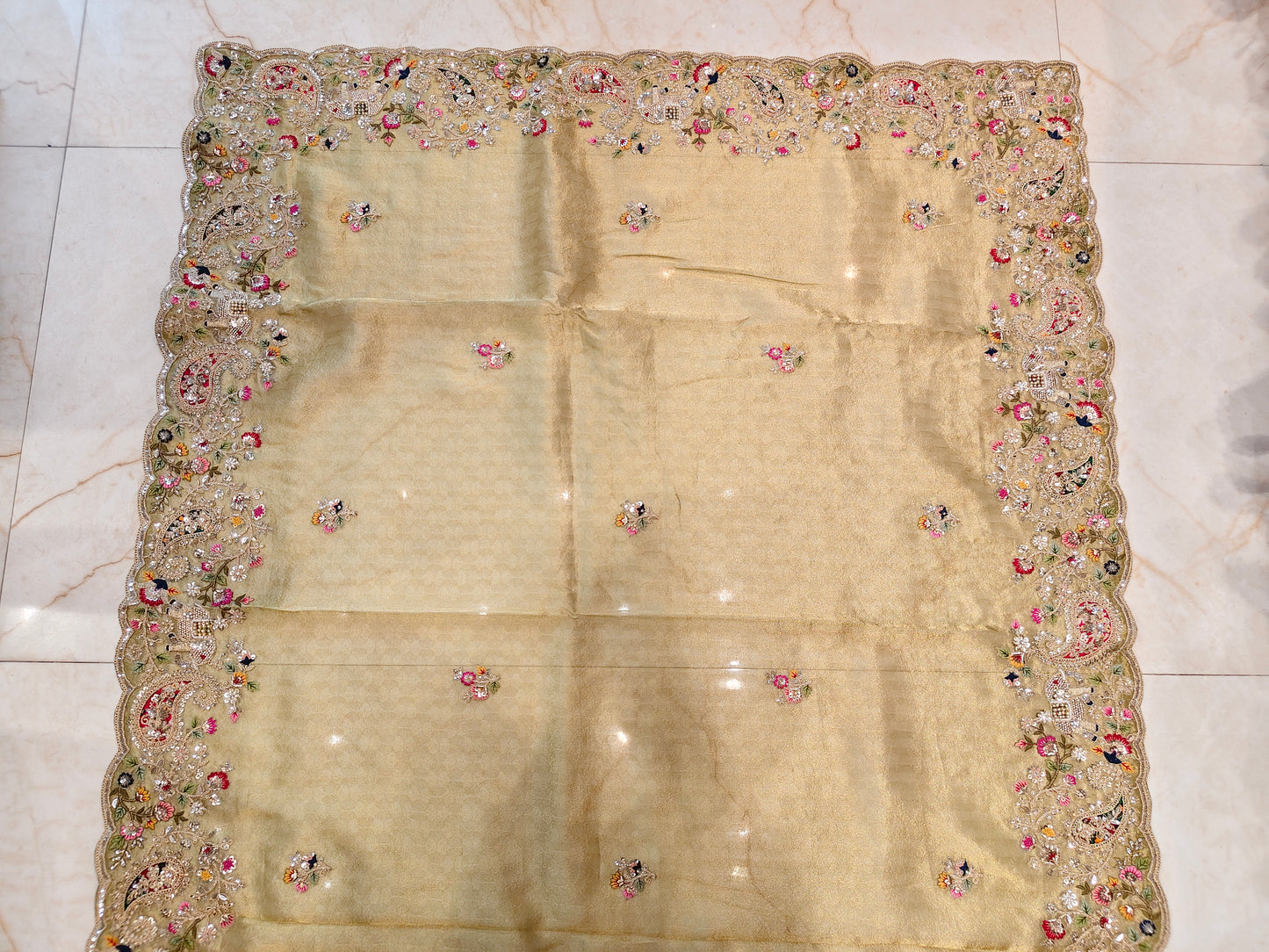 Pista & Bottle Green Saree