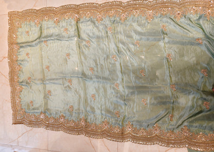 Sea Green Tissue Saree