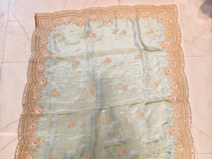 Sea Green Tissue Saree