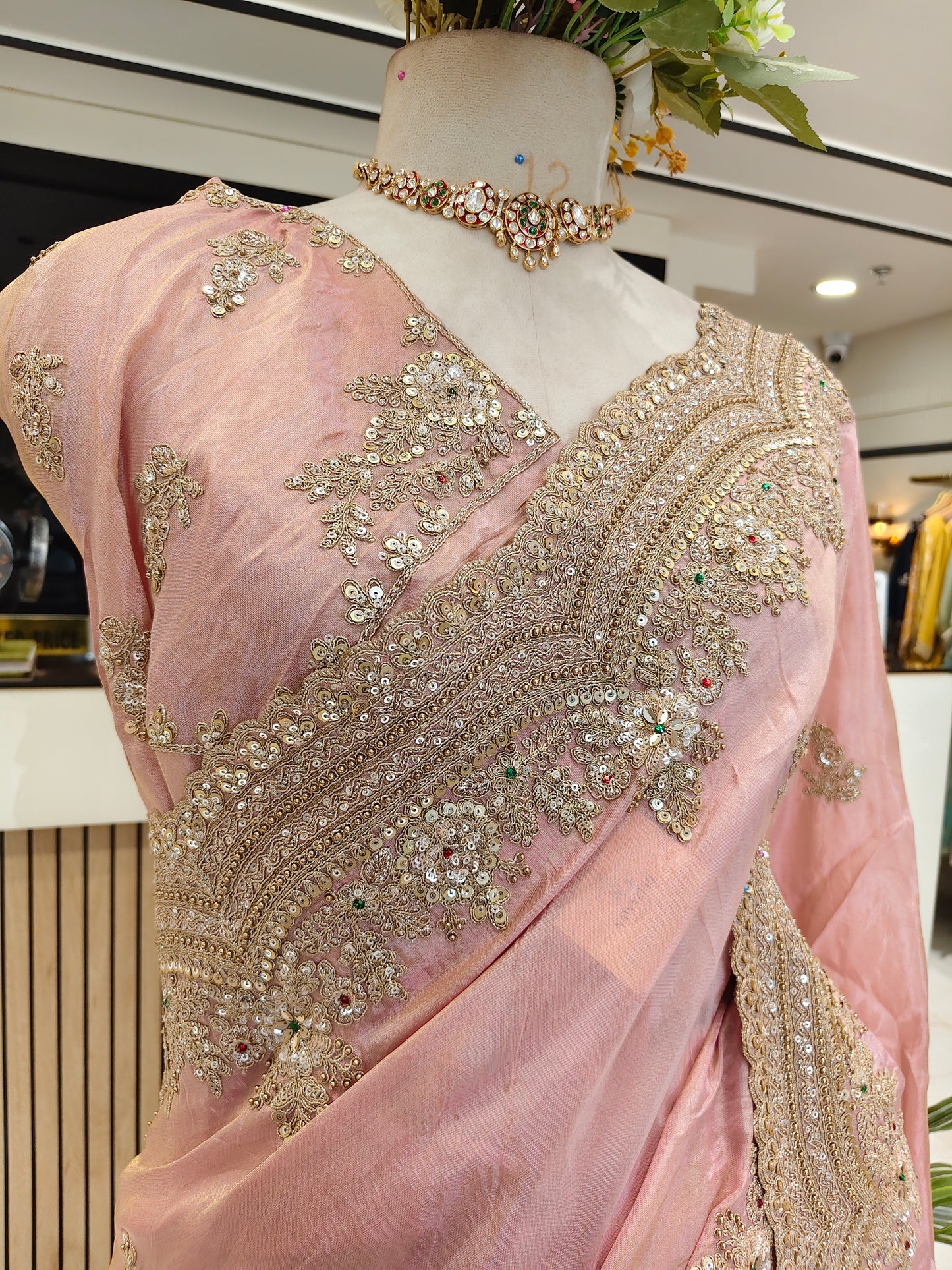 Baby Pink Tissue Saree